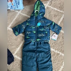 Blue Dinosaur Print Snowsuit carters brand new
